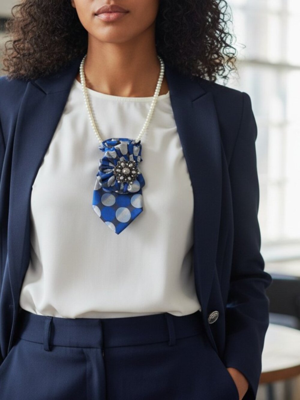 Blue Tie Statement Necklace - Picture 3 of 5